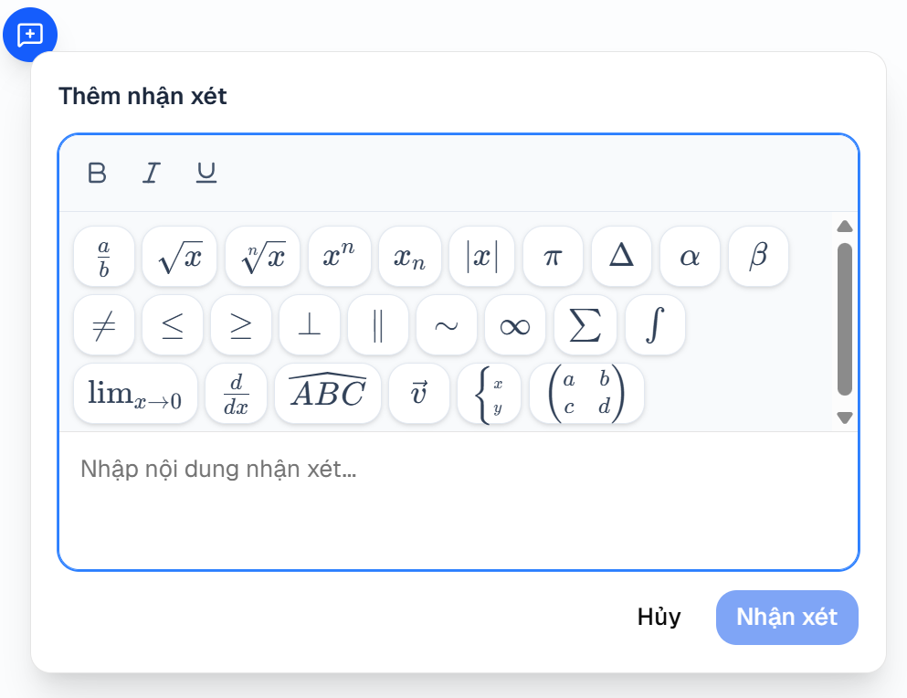 Giao diện nhận xét